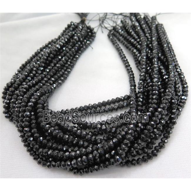 Black Spinel Beads, faceted rondelle