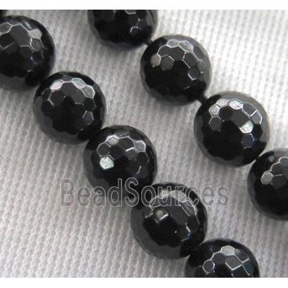 black Spinel Beads, faceted round