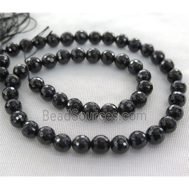 black Spinel Beads, faceted round