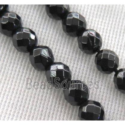 faceted round Black Spinel Beads