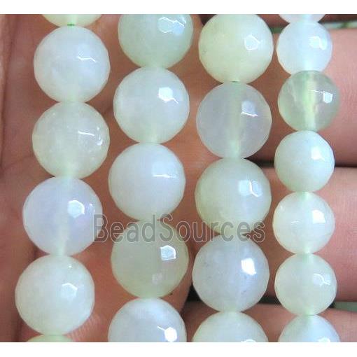 New Mountain Jade Beads, faceted round, green, A-Grade