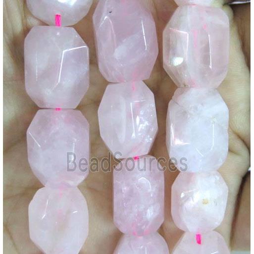 faceted freeform Rose Quartz nugget Beads, pink