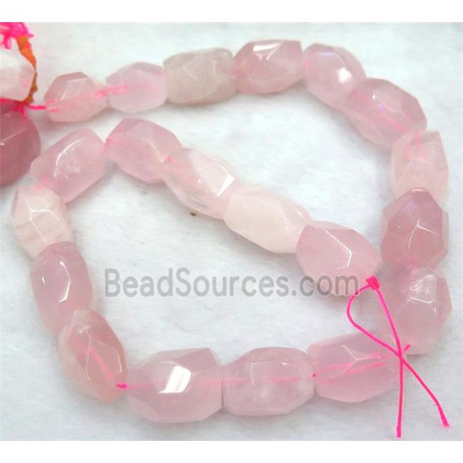 faceted freeform Rose Quartz nugget Beads, pink