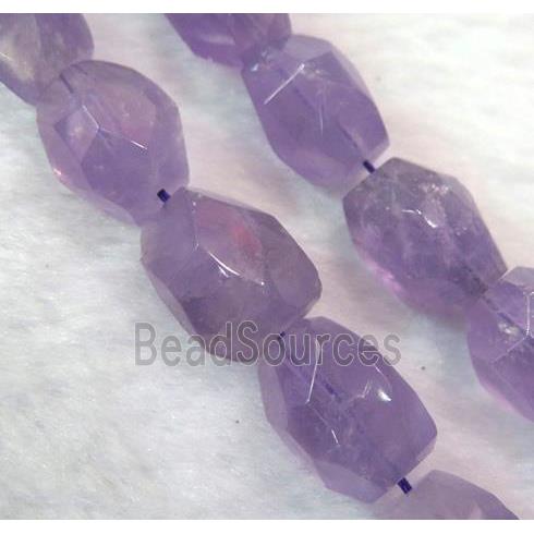 Amethyst nugget beads, faceted freeform, purple