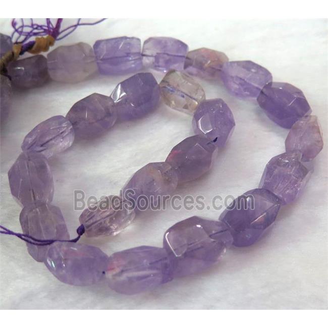 Amethyst nugget beads, faceted freeform, purple