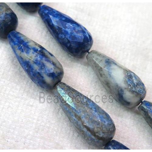 Lapis Lazuli teardrop beads, faceted, blue