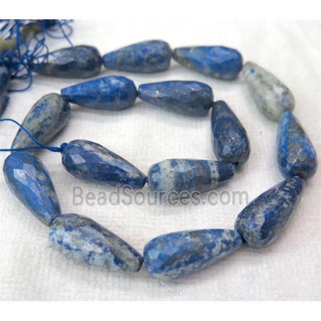 Lapis Lazuli teardrop beads, faceted, blue