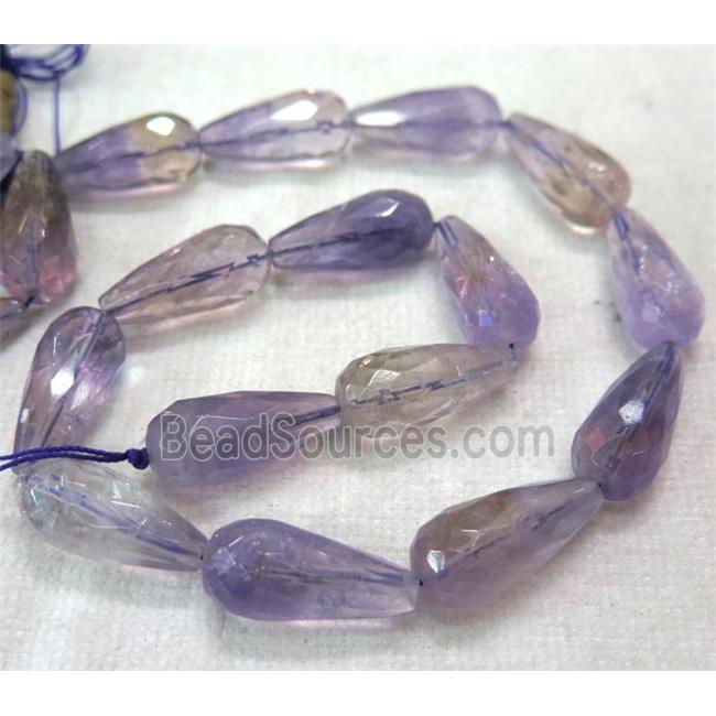 Amethyst teardrop beads, faceted, purple