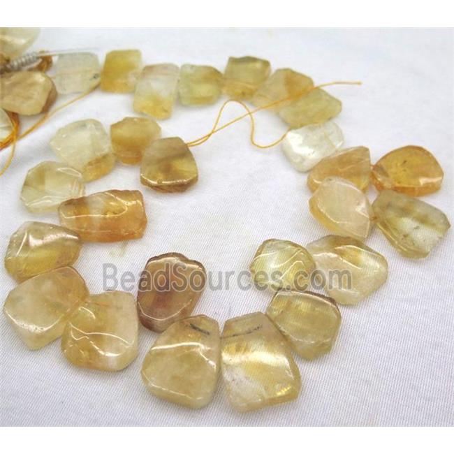 Citrine collar beads, yellow, teardrop, top drilled