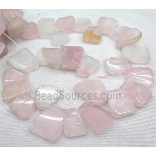 rose quartz collar bead, pink, teardrop, top drilled