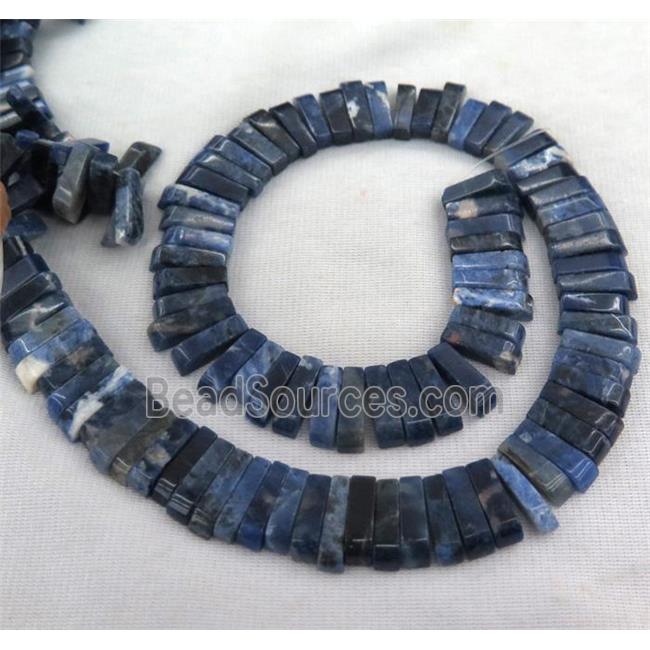 Sodalite beads, stick, blue