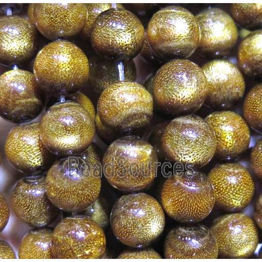 Natural Gold Coral Beads, round