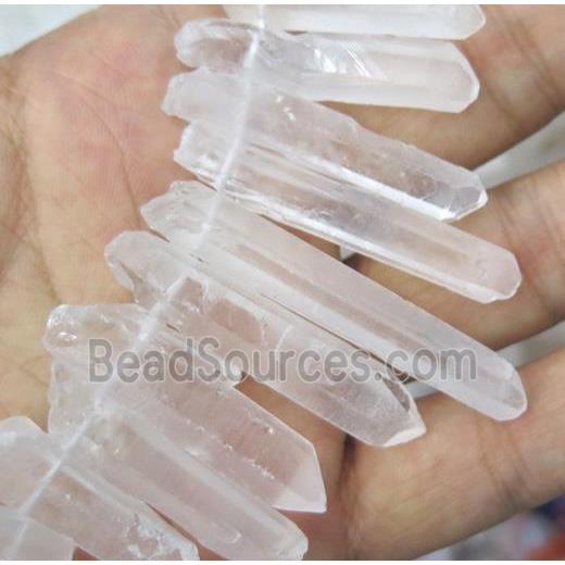 clear quartz collar beads, stick, top drilled