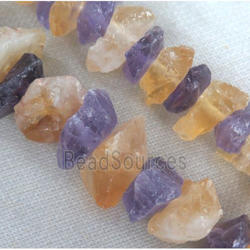 Rough Amethyst and Citrine Nugget Beads, freeform