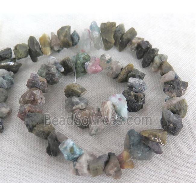 green tourmaline chip beads, feeform