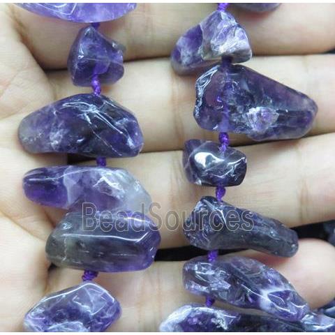 amethyst beads, freeform chip, purple