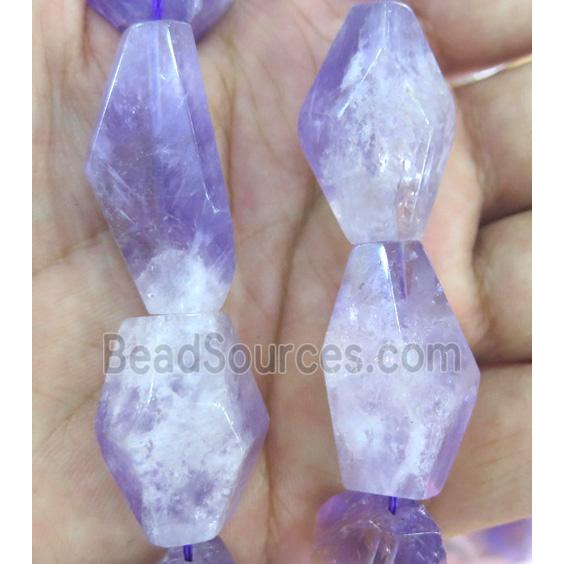 Amethyst beads, faceted freeform, purple