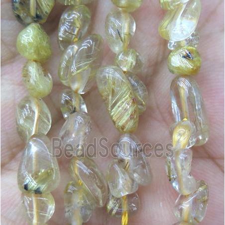 golden rutilated quartz chip bead, freeform