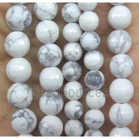 white howlite turquoise beads, faceted round