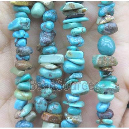 natural turquoise chip beads, freeform, blue