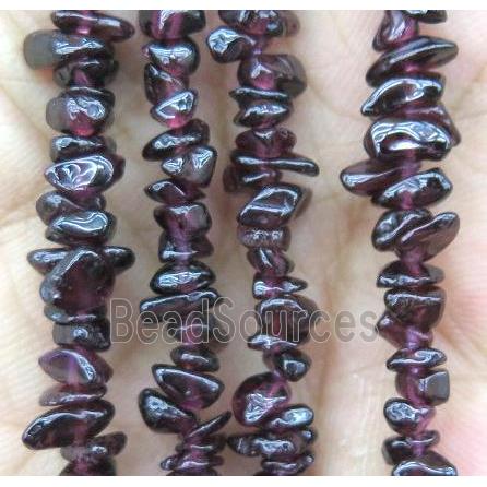 red garnet chip beads, freeform