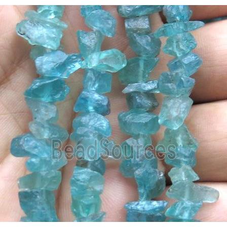 Apatite chip bead, freeform, green