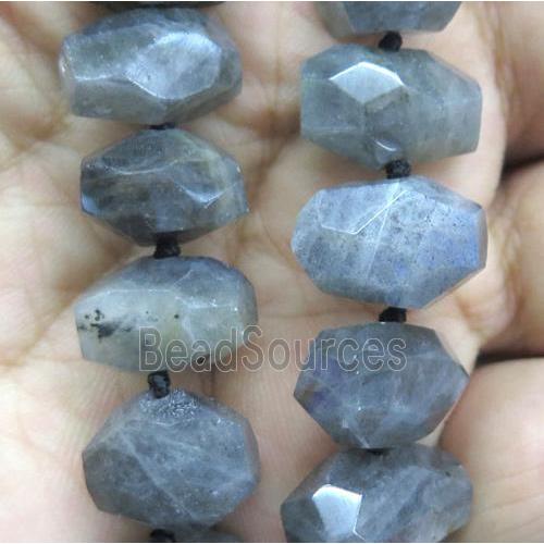 Labradorite beads, faceted freeform