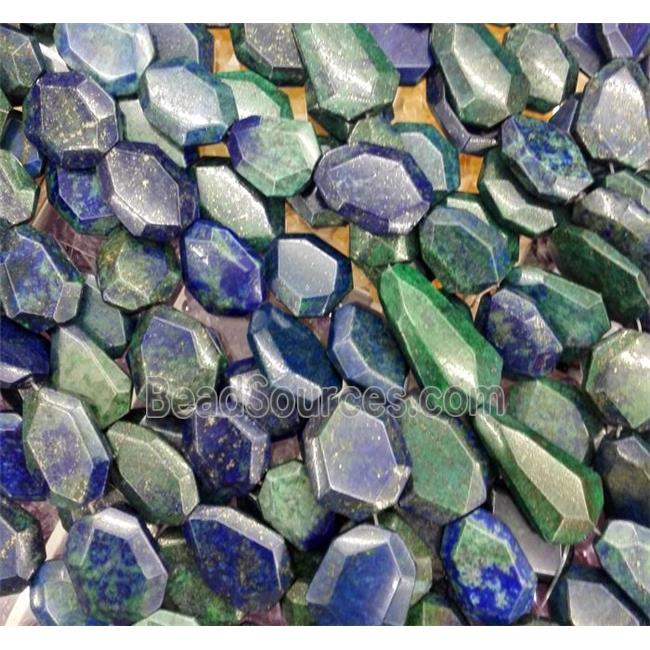 Azurite slice beads, faceted freeform