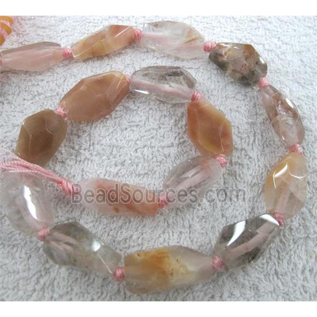 rutilated quartz bead, freeform, faceted