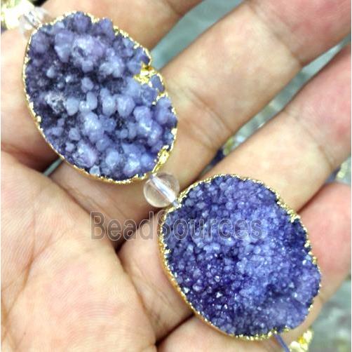 druzy quartz bead, oval