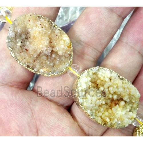 druzy quartz bead, oval