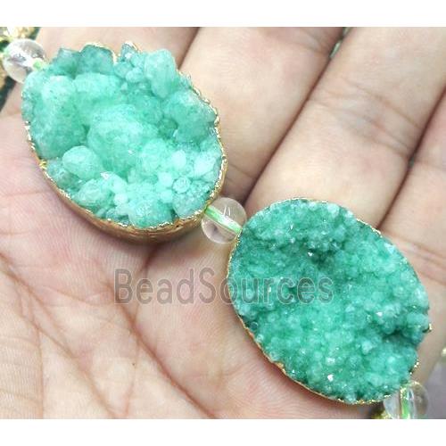 druzy quartz bead, oval