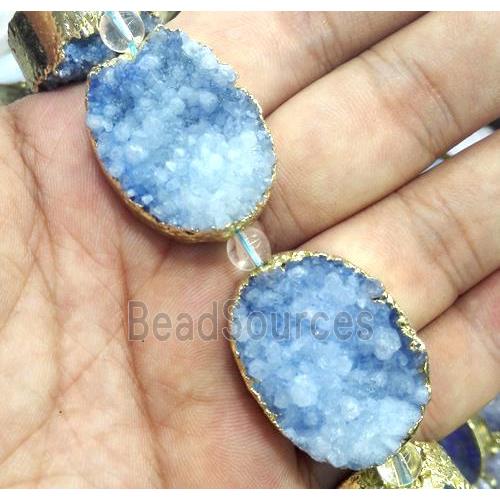 druzy quartz bead, oval