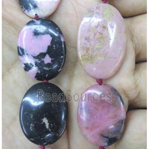 Rhodonite oval beads, pink