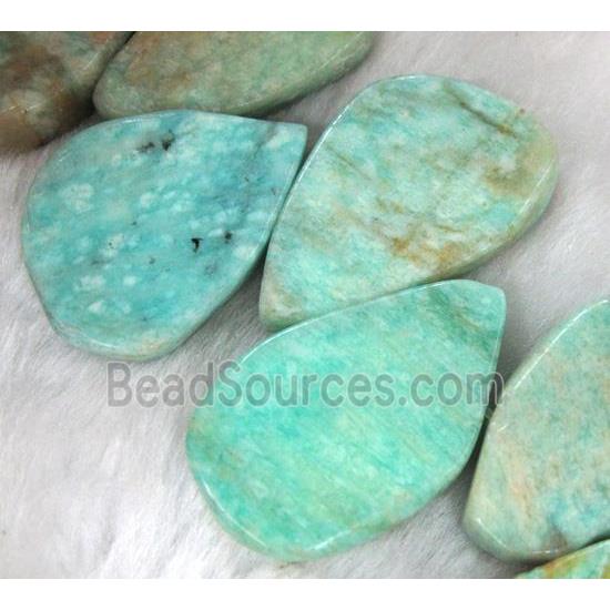 amazonite beads for necklace, green, teardrop