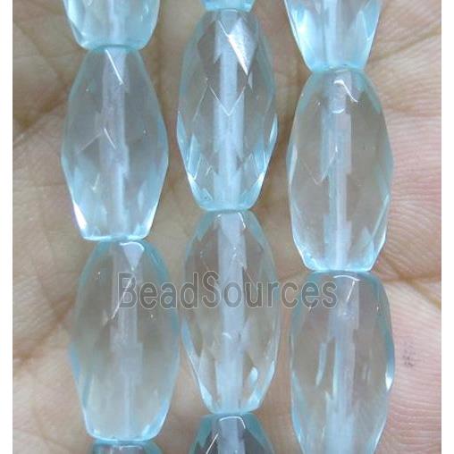 Topaz beads synthetic with crystal, blue, faceted rice