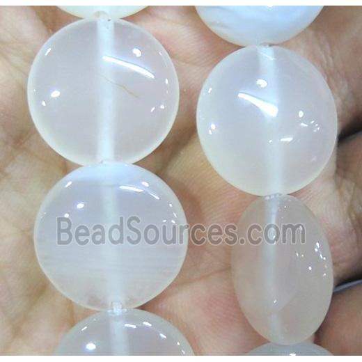 white agate bead, flat round