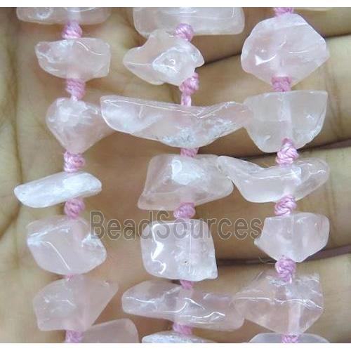 rose quartz bead, nugget, freeform