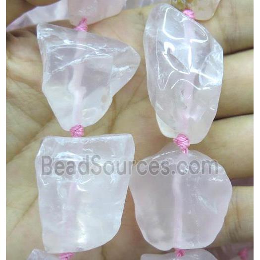 rose quartz bead, nugget, freeform