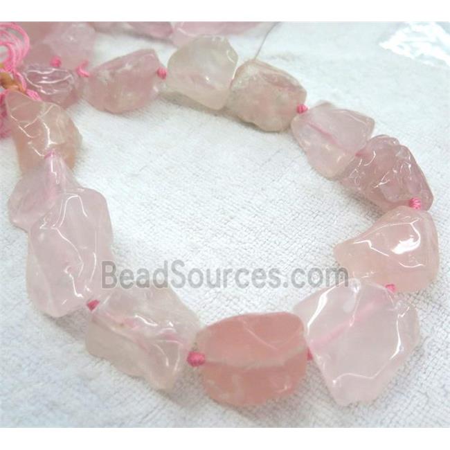 rose quartz bead, nugget, freeform