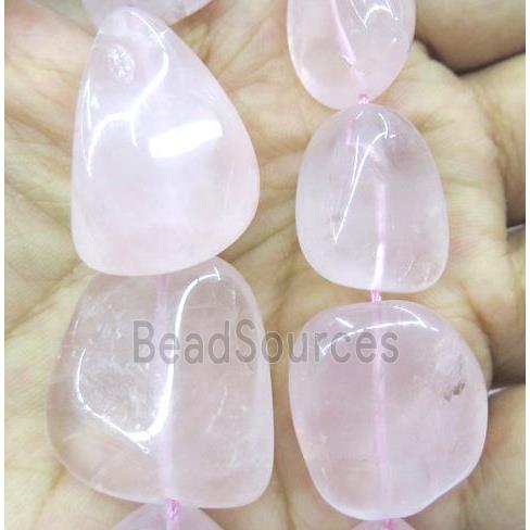 rose quartz bead, nugget, freeform