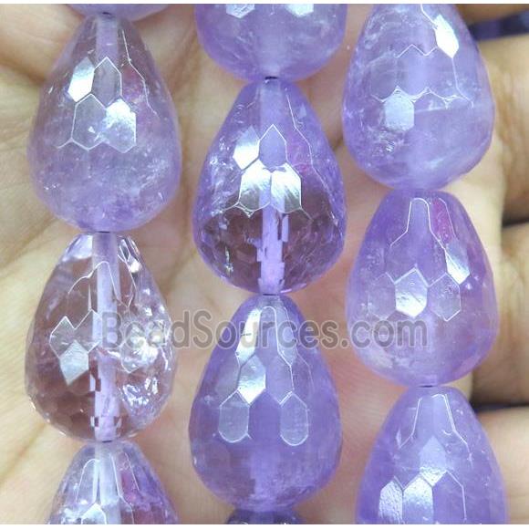 amethyst bead, faceted teardrop