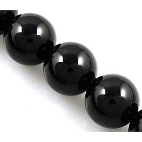 black tourmaline bead, round, A grade