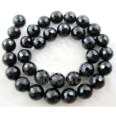 black tourmaline bead, faceted round, A grade