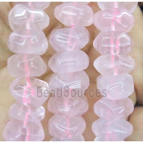 pink quartz bead, faceted rondelle