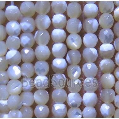 shell bead, faceted round