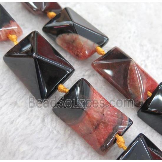 agate rectangle beads with orange druzy, point