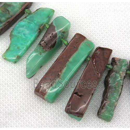 Australian Chrysoprase stick collar beads, green