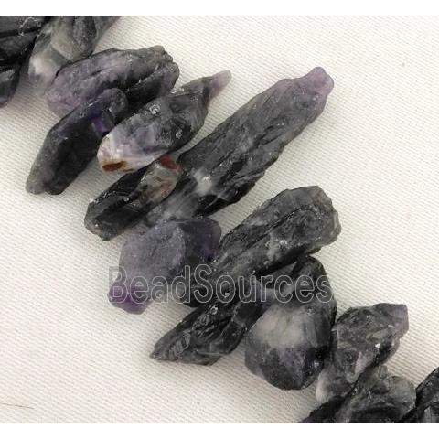 dogtooth Amethyst chips bead, dark-purple, freeform