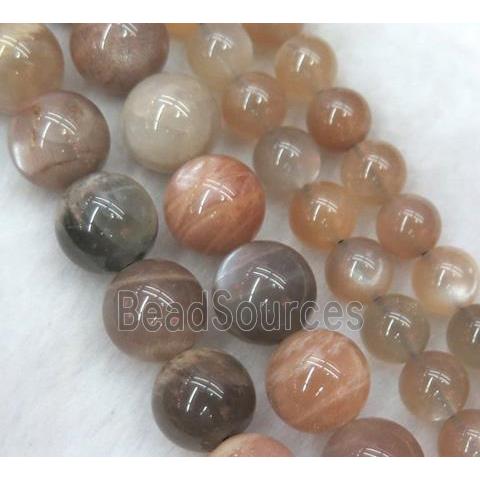 Smooth Round Grey Moonstone Beads B Grade